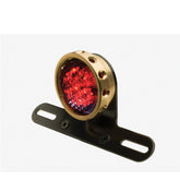 Custom Chrome LED Retro Drilled Brass Taillight W/Bracket Clear Lens For Harley Bobber Chopper